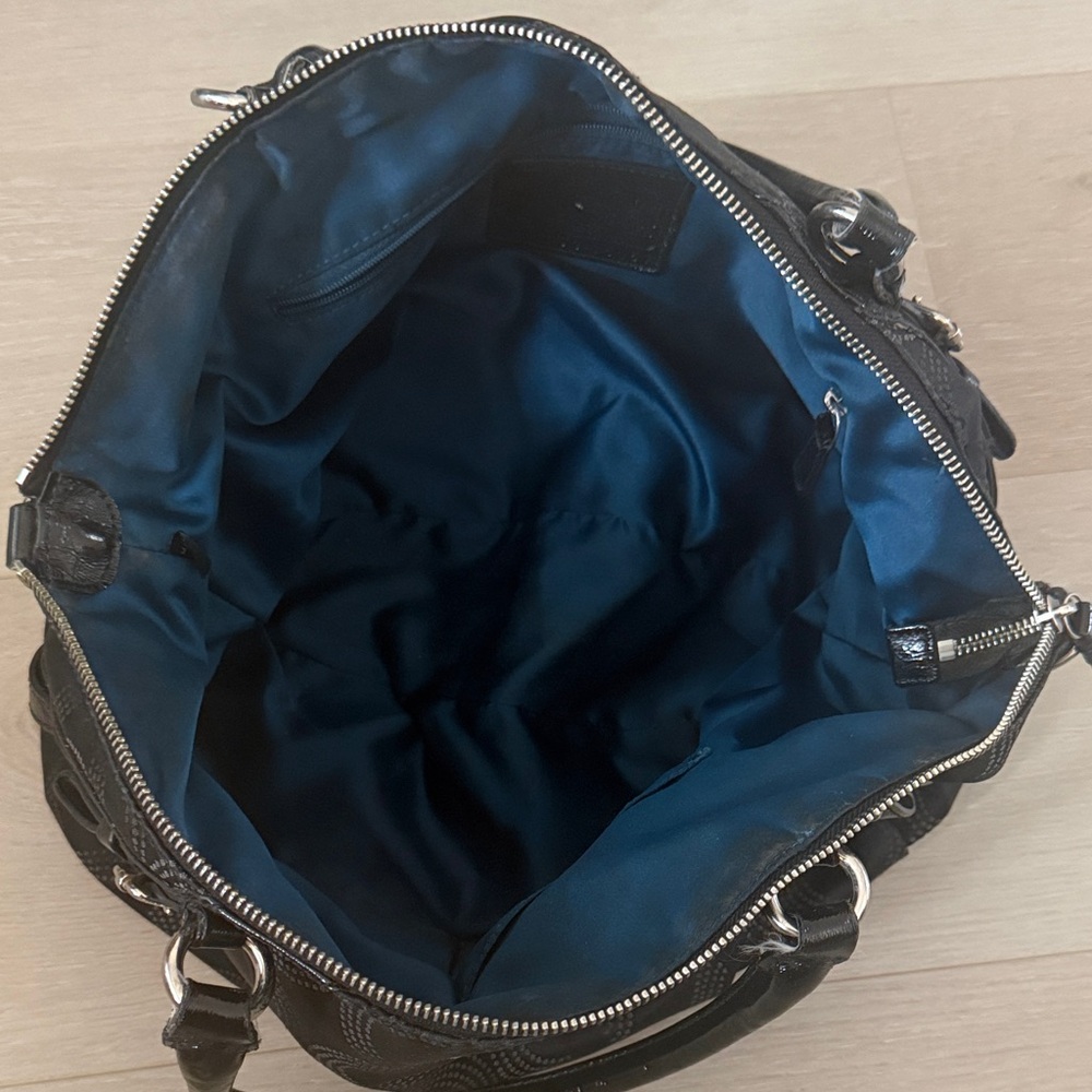 Coach Black Signature Dome Satchel with Silver Hardware - Picture 2 of 8